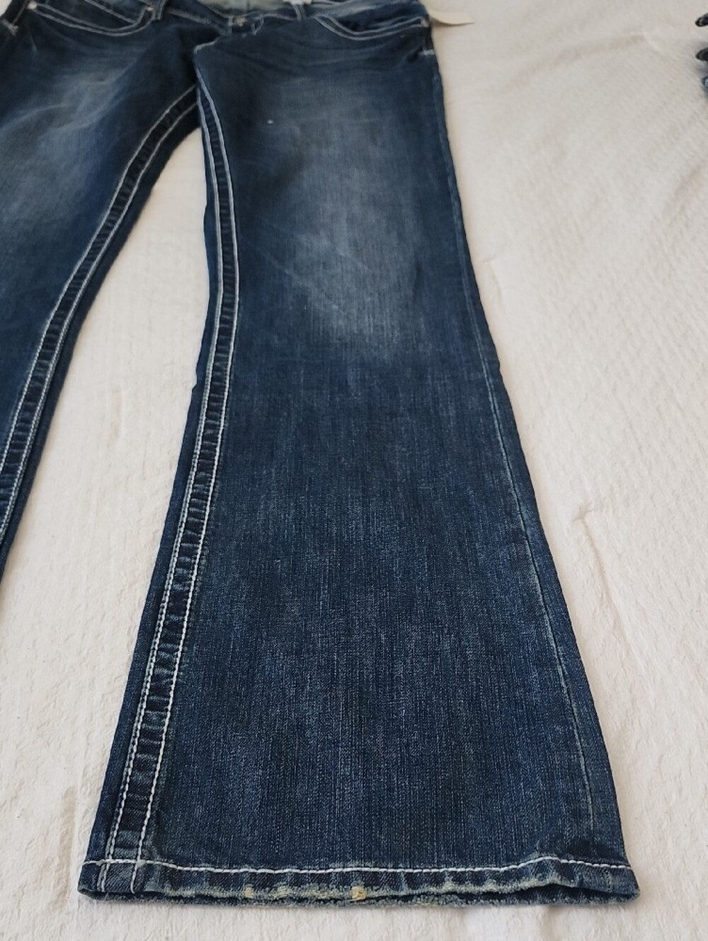 Stetson Men's Rocks Fit Bootcut Denim Jeans Thick Stitch Frayed X Size 38x38 - Picture 6 of 15